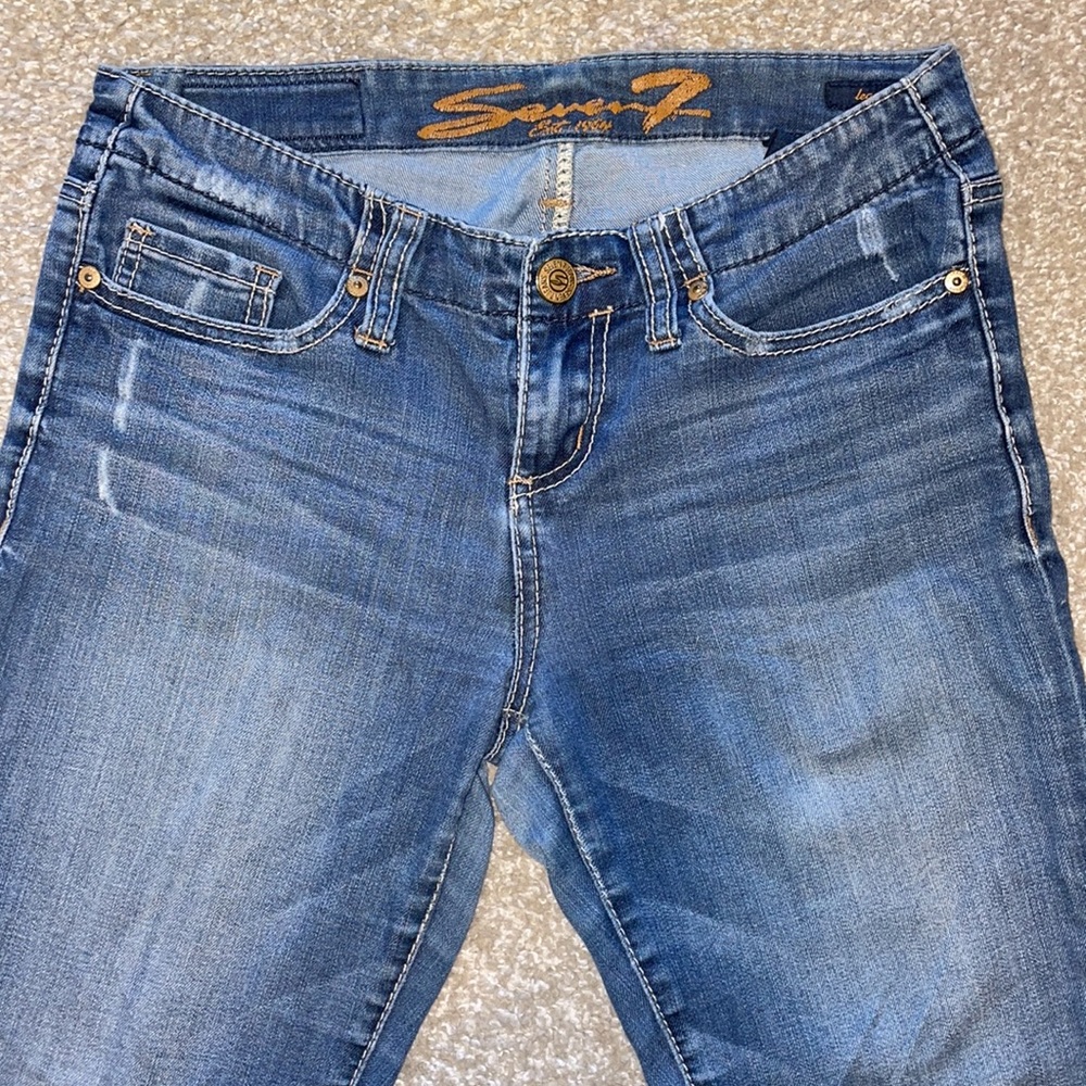 Seven7 Mid Rise Skinny Distressed Jeans - Picture 6 of 10